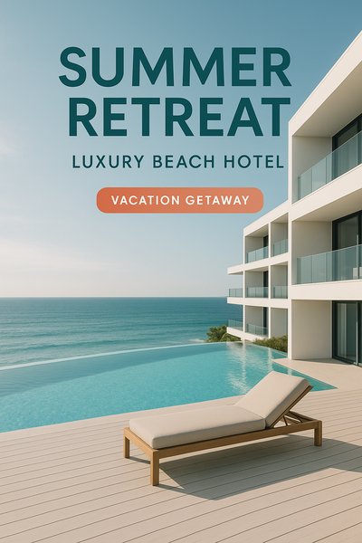 Luxury Beach Hotel Promotional Image with Modern Design