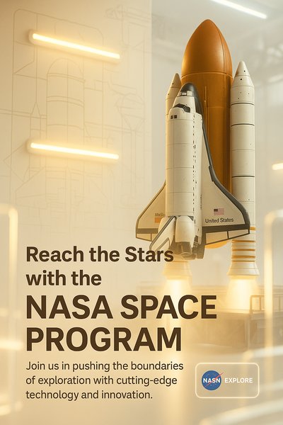 NASA Space Program Promotional Graphic Featuring Rocket Launch