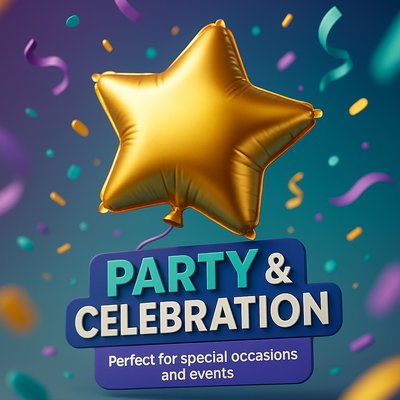 Festive Party and Celebration Image with Balloon and Confetti