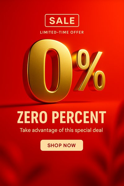 Promotional Sale Image Featuring 0% Discount Offer