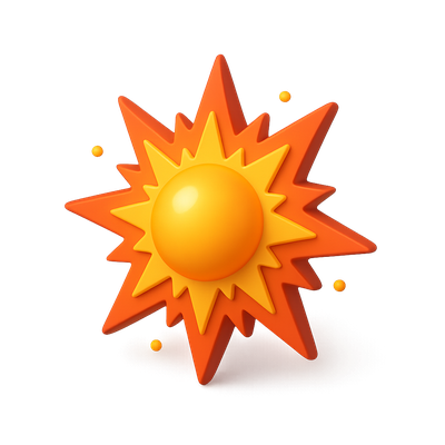 Vibrant 3D Supernova Icon with Radiant Colors
