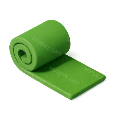 3D Green Grass Icon Featuring a Rolled Lawn Carpet