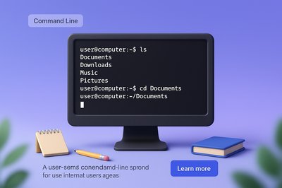 3D Illustration of a Command Line Interface with Realistic Elements