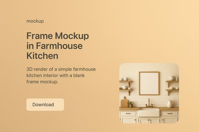 Farmhouse Kitchen Frame Mockup in a Realistic 3D Render