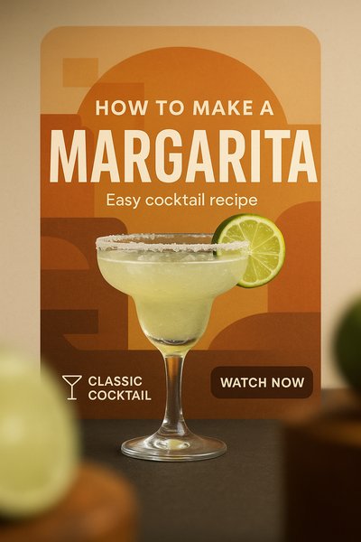 Cocktail Recipe Graphic Featuring Margarita Drink