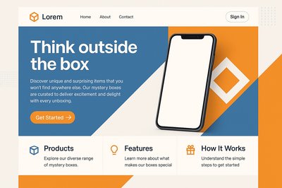 Modern Landing Page Design with Geometric Elements