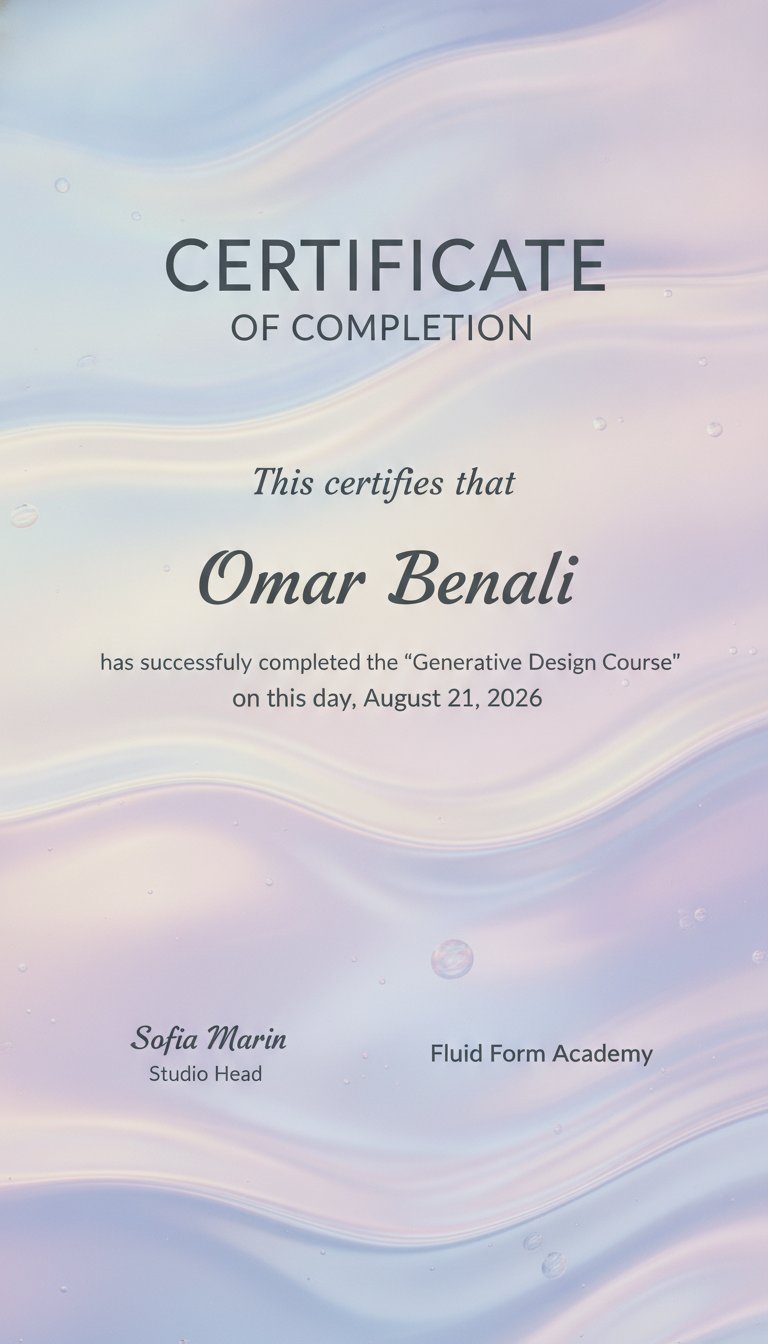 Elegant liquid glass certificate