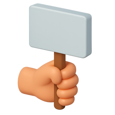 3D Hand Icon Holding a Sign with Isometric View