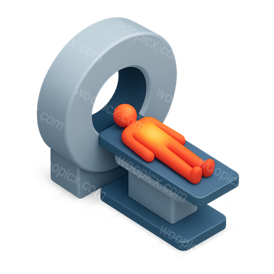 3D Medical Imaging Icon Featuring a Patient and Scanner