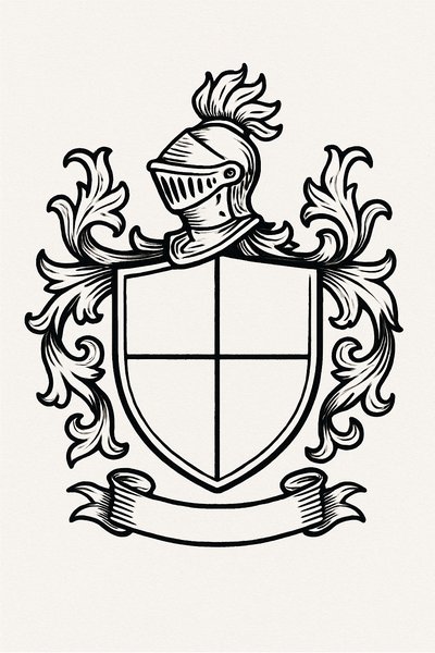 Elegant Heraldic Crest with Knight's Helmet Design
