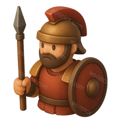 Stylized 3D Icon of a Triarii Veteran Warrior