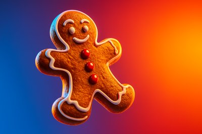 Glossy Gingerbread Man Cookie with Colorful Background