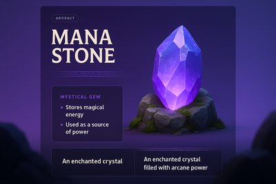 3D Illustration of a Mana Stone with Mystical Features