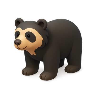 3D Spectacled Bear Icon with Isometric Design