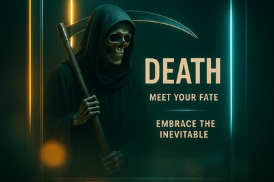 Neon Death Illustration with Engaging Text Design