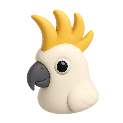 Stylized 3D Cockatoo Icon with Volumetric Feel