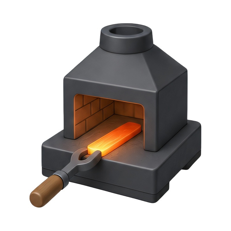 Heating a blade in the forge
