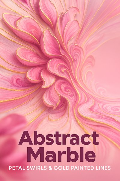 Luxurious Pink Swirls with Gold Accents in Abstract Marble Design