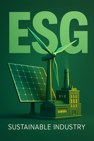Bold ESG Concept in 3D with Green Energy Elements