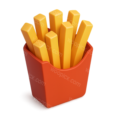 3D Icon of French Fries in Container