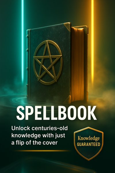 Neon Spellbook Carousel Slide Design with Magical Aesthetic