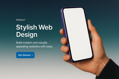 Stylish Purple Phone with Web Design Promotion