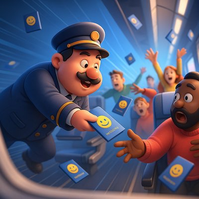 Conductor Distributing Emotional Passports to Passengers