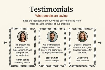 Colorful Hand-Drawn Testimonial Frames for Engaging Feedback