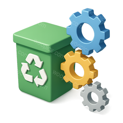 3D Gears Recycling Icon with Colorful Gears