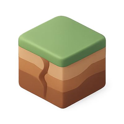 Stylized 3D Block Representing Soil Layers