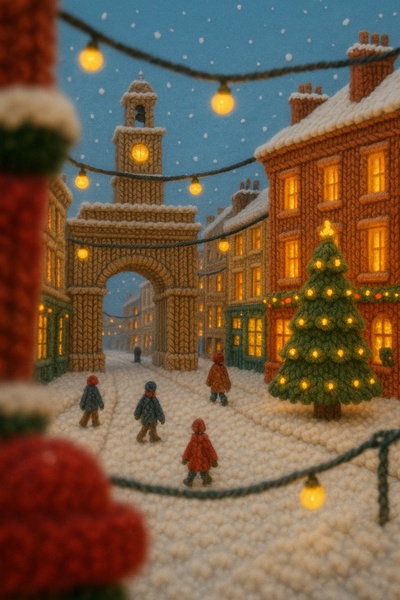 Cozy Winter Knitting Scene in Merchant City, Glasgow