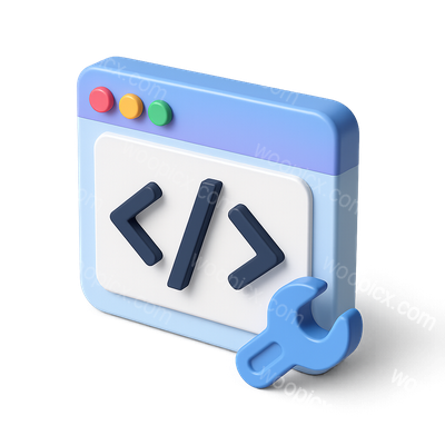 Stylized 3D Frontend Development Icon with Tool