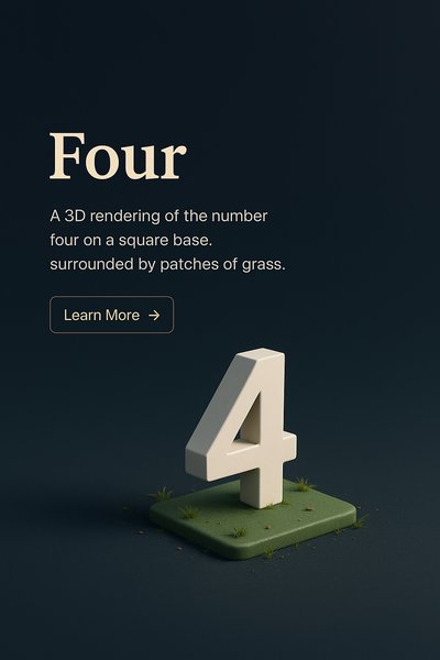 3D Scene of the Number Four on a Square Base