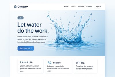 Elegant Web Landing Page Design with Water Splash Theme