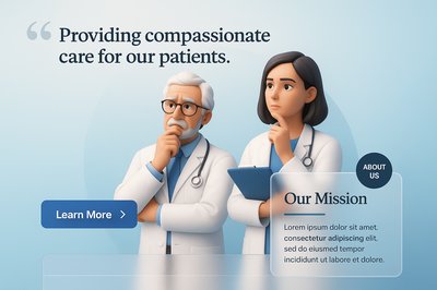 3D Medical Landing Page Design with Doctors