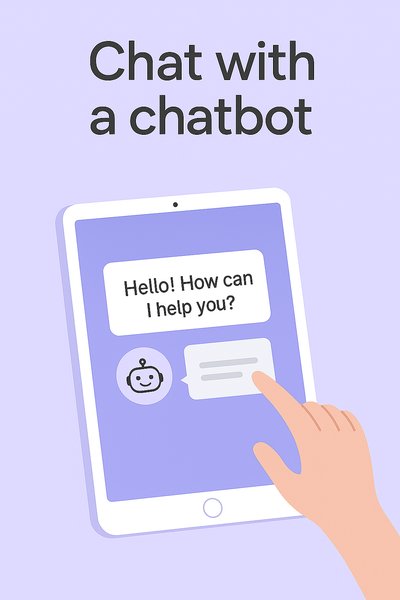 Illustration of User Interaction with a Chatbot on a Tablet