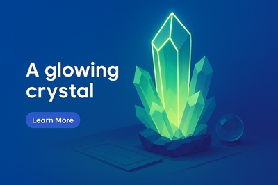 Glowing Crystal Composition in Shadow with Fluorescent Light