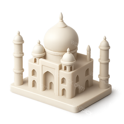 3D Icon of the Taj Mahal with Isometric View