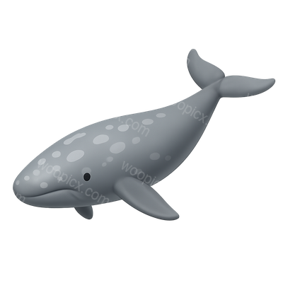 3D Gray Whale Icon in Isometric View