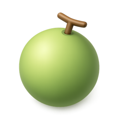 Stylized 3D Honeydew Melon Icon with Isometric View
