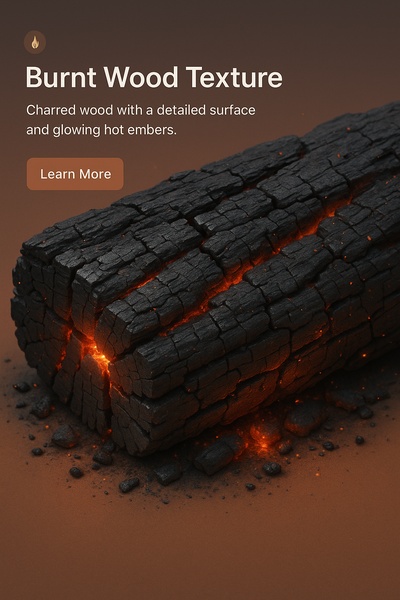 Realistic Burnt Wood Texture with Glowing Embers