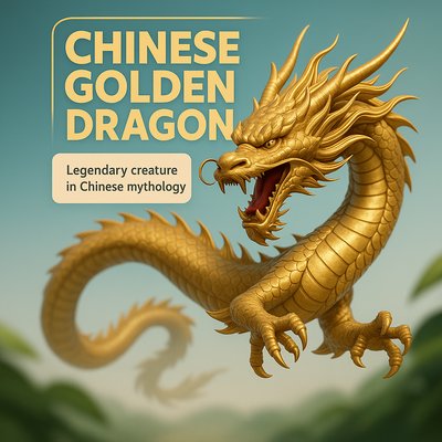Stunning Golden Dragon in Chinese Mythology Art