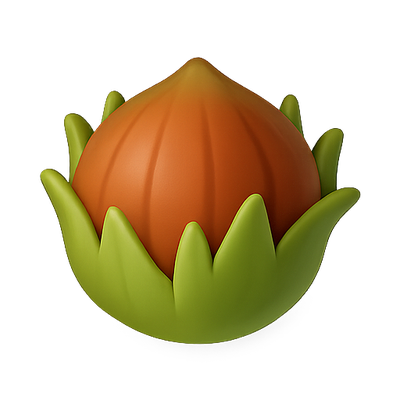 3D Render of a Stylized Flower with an Orange Bud