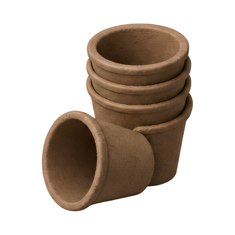stacked peat pots for gardening