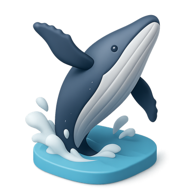 3D Humpback Whale Icon in Isometric View