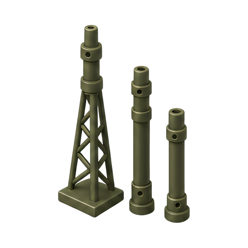 Antenna mast sections stacked neatly