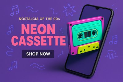 Neon Cassette Nostalgia Advertisement Design