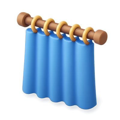 3D Icon of a Decorative Curtain on a Rod