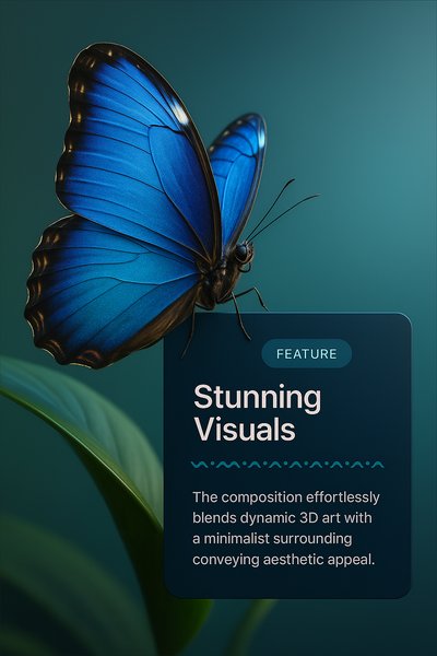 Close-Up of a Stunning Blue Butterfly in 3D Art