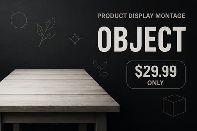 Elegant Product Display on Wooden Table with Typography
